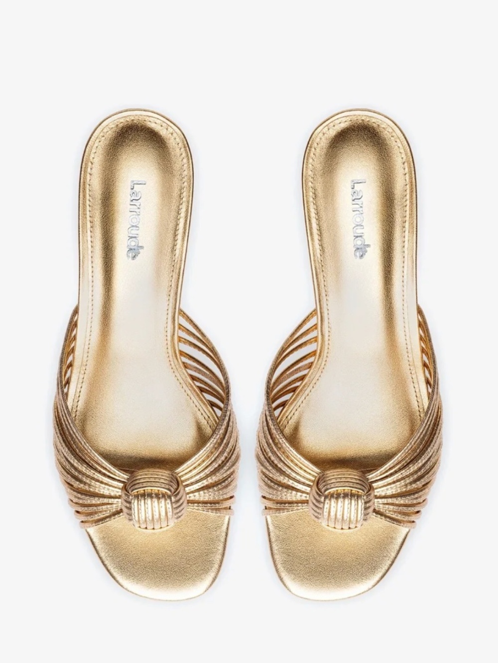 Larroude Valerie Mule In Gold Metallic Leather